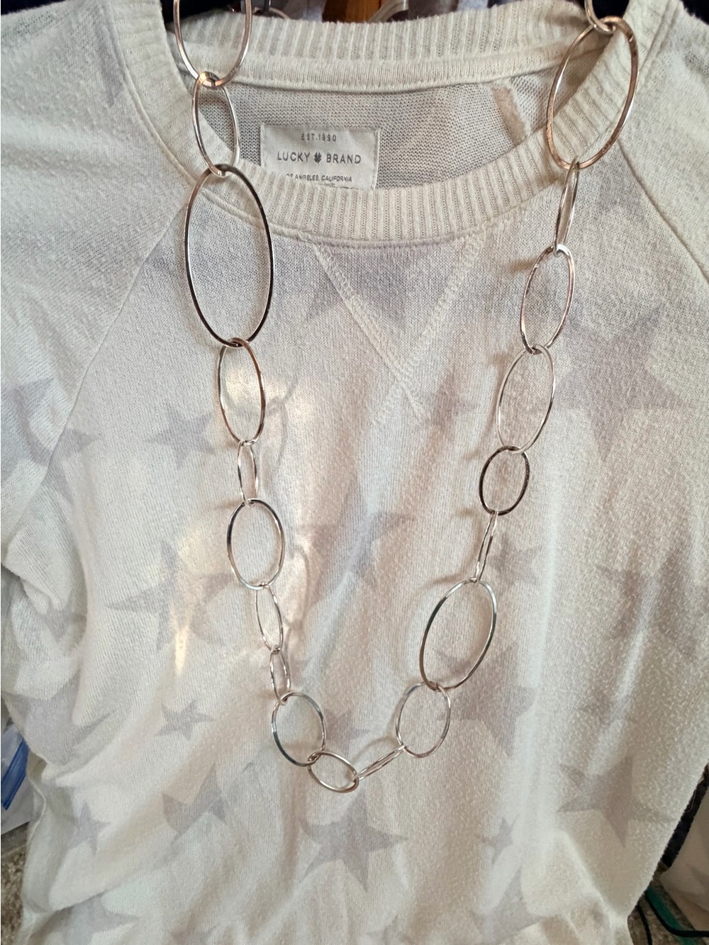 Chico's Silver Oval-Link Long Necklace